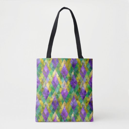 Tote Bag Mardi Gras Arlequin en verre tendu Imprimer (Devant)