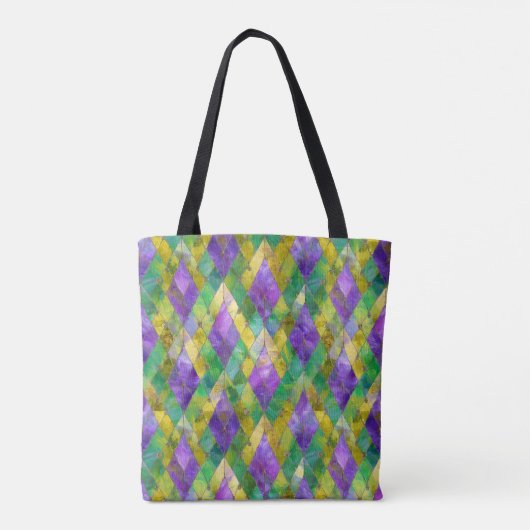 Tote Bag Mardi Gras Arlequin en verre tendu Imprimer (Dos)