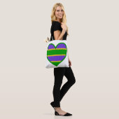 Tote Bag Mardi Gras Cœur Rayé (Sur le modèle)