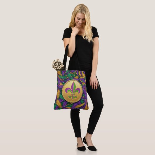 Tote Bag Mardi Gras Fleur de lis (Sur le modèle)
