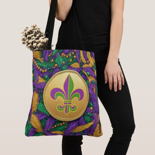 Tote Bag Mardi Gras Fleur de lis (De près)