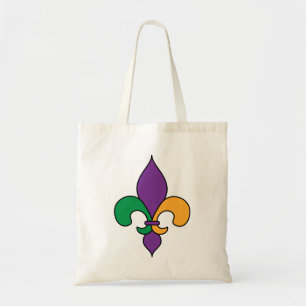 Tote Bag Mardi Gras Fleur de Lis Violet Jaune Vert Défilé