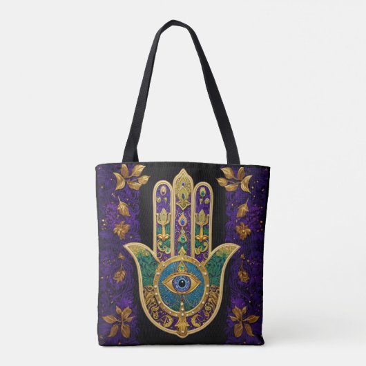 Tote Bag Mardi Gras Gold violet vert Hamsas Art (Dos)