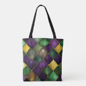 TOTE BAG MARDI GRAS GREEN & PURPLE DIAMOND MOTIF (Dos)