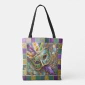 Tote Bag Mardi Gras Masque de plumes vert et doré (Dos)