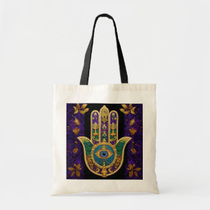 Tote Bag Mardi Gras Or Violet Vert Hamsas Art