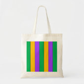 Tote Bag Mardi Gras Stripes Motif violet vert jaune (Devant)