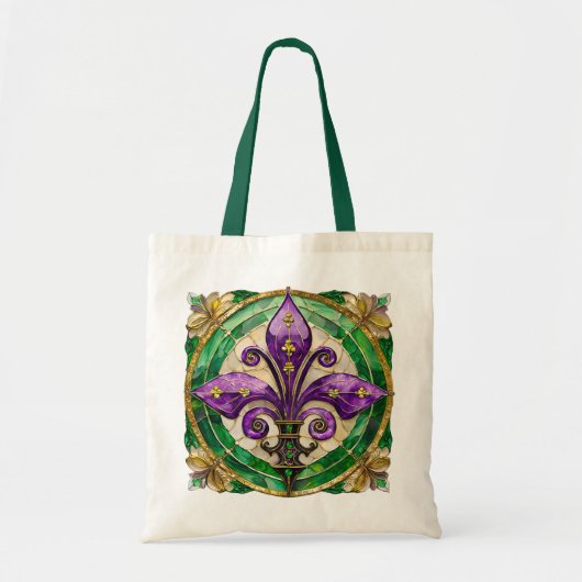 Tote Bag Mardi Gras Vitrail Fleur de lis (Devant)