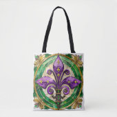 Tote Bag Mardi Gras Vitrail Fleur de lis (Devant)