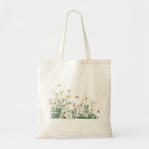 Tote Bag margaret blanc, margueret, aquarelle horizontale