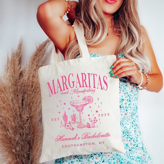 Tote Bag Margaritas modernes rétro et Bach strié de mariage