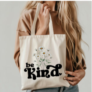 Tote Bag Marguerite vintage avec devis - Soyez gentil