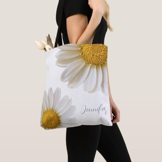 Tote Bag Marguerites Blanches Personnalisées (De près)