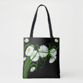 Tote Bag Marguerites blanches sur Arrière - plan noir contr (Devant)