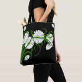 Tote Bag Marguerites blanches sur Arrière - plan noir contr (De près)