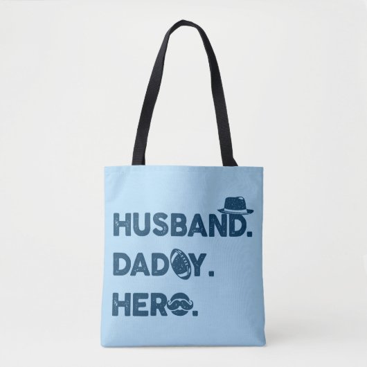 Tote Bag Mari. Papa. Héros. Graphisme rétro (Devant)