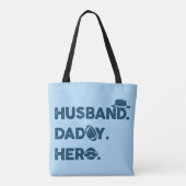 Tote Bag Mari. Papa. Héros. Graphisme rétro (Dos)