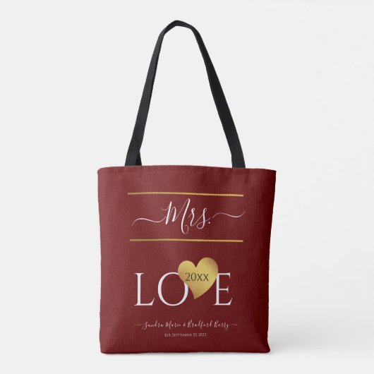 Tote Bag Mariage 1er premier Noël Nom Mme (Dos)