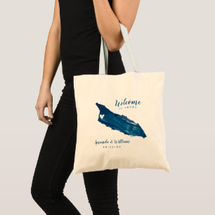 Tote Bag Mariage Bienvenue à Aruba Blue Map Coeur mobile