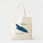 Tote Bag Mariage Bienvenue à Aruba Blue Map Coeur mobile (Devant)