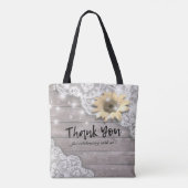 Tote Bag Mariage Bienvenue Dentelle Tournesol Rustique Lumi (Dos)