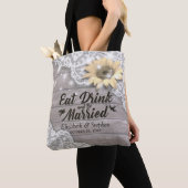 Tote Bag Mariage Bienvenue Dentelle Tournesol Rustique Lumi (De près)