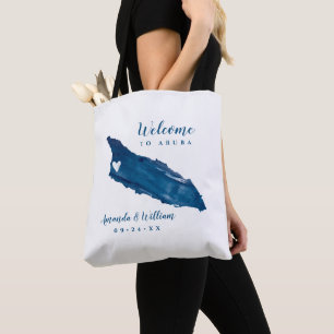 Tote Bag Mariage Bienvenue sur la carte bleue d'Aruba Coeur