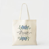 Tote Bag Mariage Bride Bleu Botanique Floral Personnalisé (Devant)