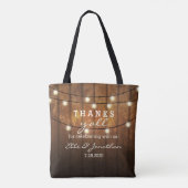Tote Bag Mariage campagnard rustique en bois de grange Merc (Dos)