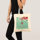 Tote Bag Mariage chinois Turquoise Bambou Feuille Double Xi (Devant (produit))