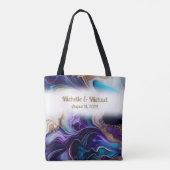 Tote Bag Mariage Cortège de la mariée violet et or (Dos)
