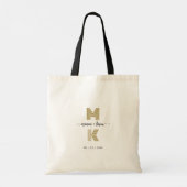 Tote Bag Mariage Couple Black Gold Élégant Monogramme simpl (Dos)