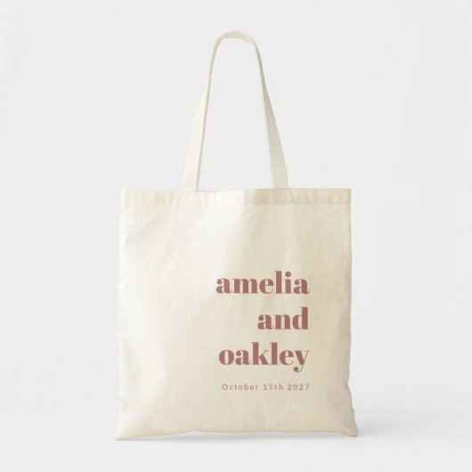 Tote Bag Mariage d'accueil personnalisé minimaliste Dusty R (Devant)