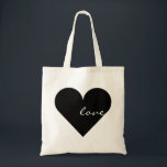 Tote Bag Mariage d'amour du coeur noir<br><div class="desc">C'est un beau sac fourre-tout pour les amoureux avec l'image de coeur noir pour juste marié et toute autre occasion. Même il peut être customisé avec votre nom ou logo.</div>