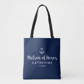 Tote Bag Mariage d'Ancres nautiques Custom Matron of Honor (Devant)