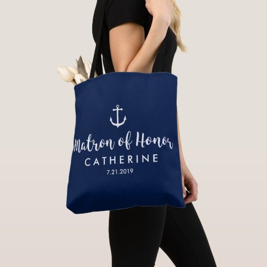 Tote Bag Mariage d'Ancres nautiques Custom Matron of Honor (De près)