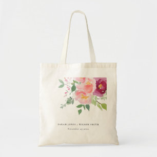 Tote Bag Mariage d'aquarelle Rose rose-bleu