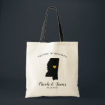 Tote Bag Mariage de bienvenue de la carte Mississippi, noir<br><div class="desc">Sac cadeau de bienvenue mariage week-end pour les invités hors de la ville à votre mariage,  avec l'image de Mississippi,  avec coeur d'or. Remplissez fourre-tout avec vos goodies favoris.</div>