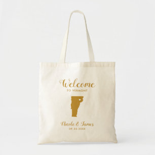 Tote Bag Mariage de bienvenue de la carte Vermont, Or