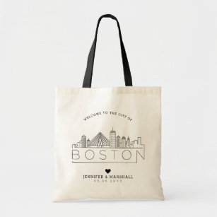 Tote Bag Mariage de Boston   Skyline stylisée