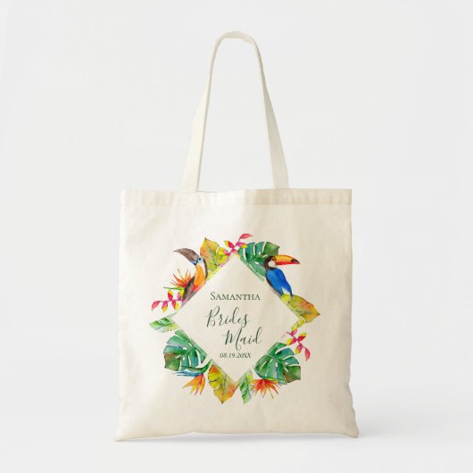 Tote Bag Mariage de cadre coloré tropical (Devant)