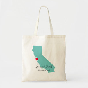 Tote Bag Mariage de Californie Turquoise légère Bienvenue
