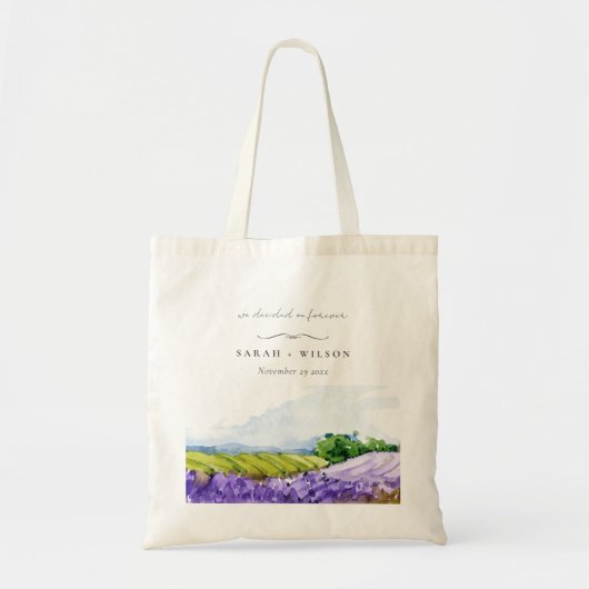 Tote Bag Mariage de champs de Lavande d'aquarelle rustique (Devant)