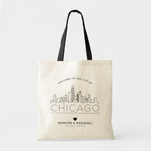 Tote Bag Mariage de Chicago   Skyline stylisée