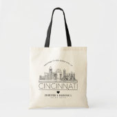 Tote Bag Mariage de Cincinnati| Skyline stylisée (Devant)