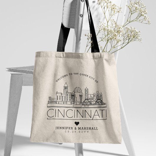 Tote Bag Mariage de Cincinnati| Skyline stylisée