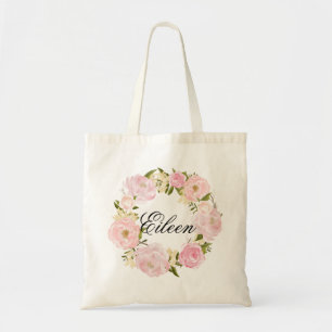 Tote Bag Mariage de couronne de fleurs Peony Bienvenue