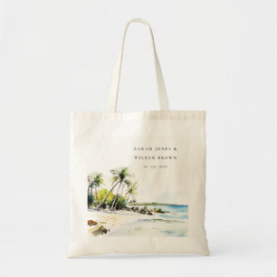 Tote Bag Mariage de destination aquarelle côtière tropicale