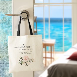 Tote Bag Mariage de Destination Floral Rose Rouge Clair de