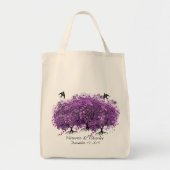 Tote Bag Mariage de feuille d'arbre de coeur violet radiant (Devant)